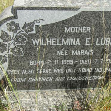 LUBBE Wilhelmina E. MARAIS 1899-1958