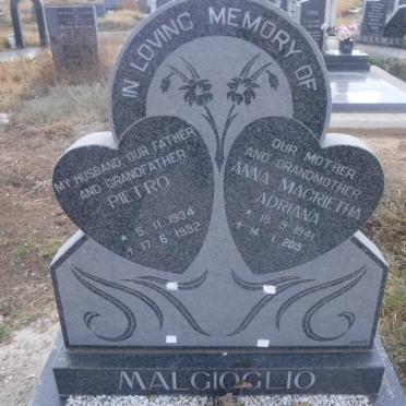 MALGIOGLIO Pietro 1934-1992 &amp; Anna Magrietha Adriana 1941-2015
