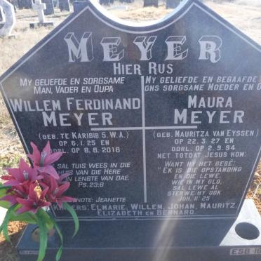 MEYER Willem Ferdinand 1925-2016 &amp; Mauritza VAN EYSSEN 1927-1994