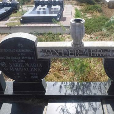 MERWE Willem Petrus, van der 1924-1992 &amp; Sarie Maria Magdalena 1922-1996