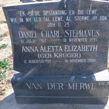 MERWE Daniel Charl Stephanus, van der 1912-1997 &amp; Anna Aletta KRUGER 1919-2004