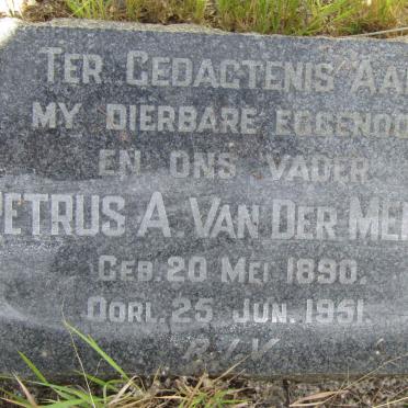 MERWE Petrus A., van der 1890-1951