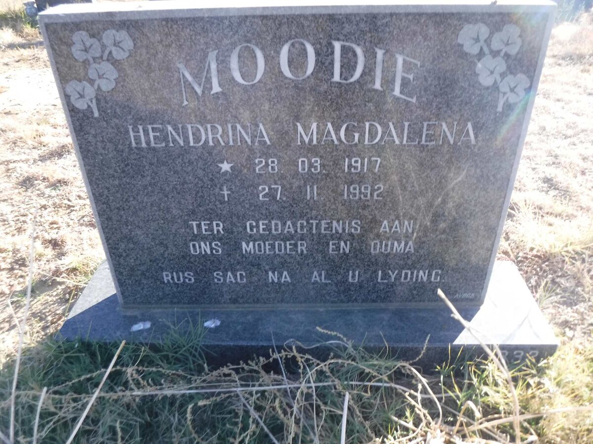 MOODIE Hendrina Magdalena 1917-1992