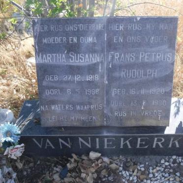 NIEKERK Frans Petrus Rudolph, van 1920-1980 &amp; Martha Susanna 1918-1988