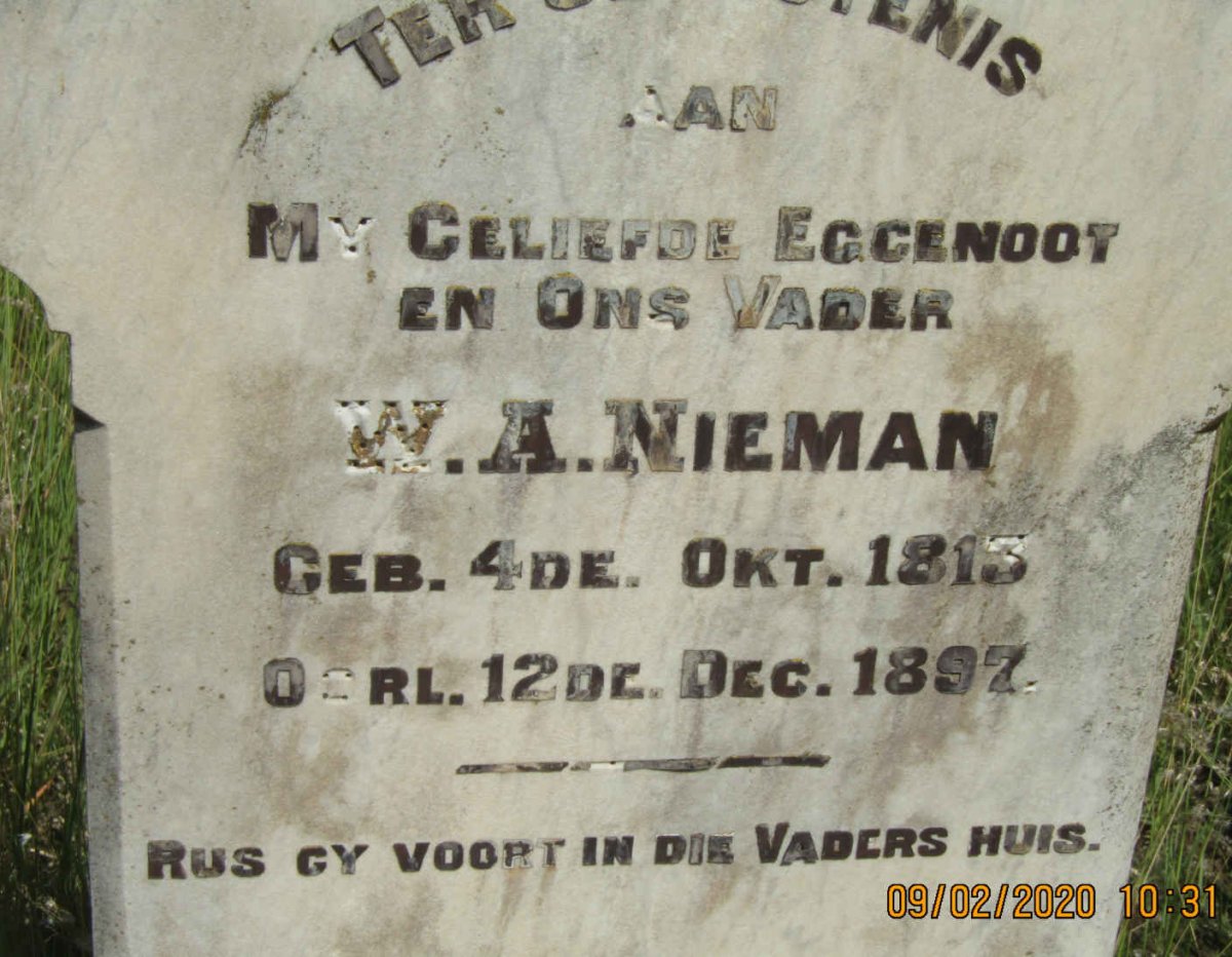 NIEMAN W.A. 1813-1897