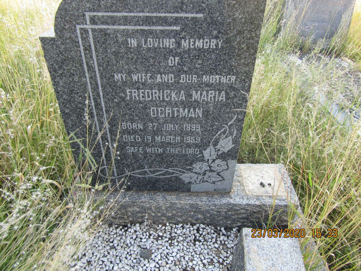 OCHTMAN Fredricka Maria 1899-1959