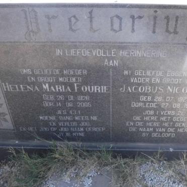 PRETORIUS Jacobus Nicolaas 1928-1980 &amp; Helena Maria FOURIE 1928-2005