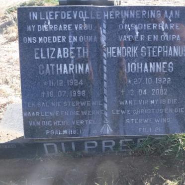 PREEZ Hendrik Stephanus Johannes, du 1922-2002 &amp; Elizabeth Catharina 1924-1998
