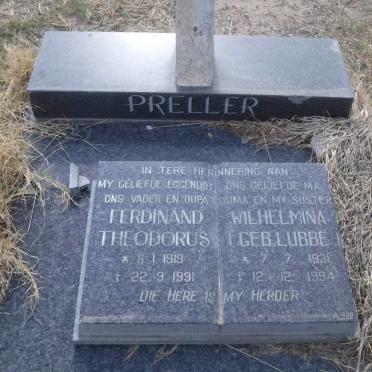 PRELLER Ferdinand Theodorus 1919-1991 &amp; Wilhelmina LUBBE 1931-1994