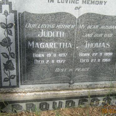 PROUDFOOT Thomas 1898-1960 &amp; Judith Magaretha 1897-1972