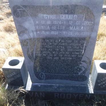 ROOYEN Cyril Gerald, van 1928-2007 &amp; Monica Hettie Margaret 1931-1988