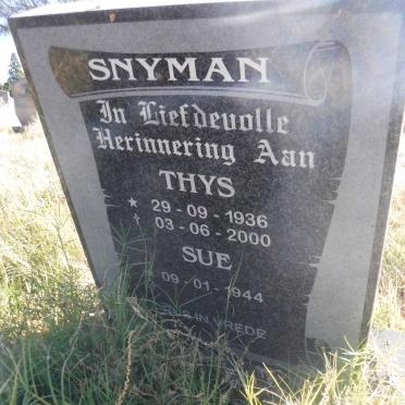 SNYMAN Thys 1936-2000 &amp; Sue 1944-