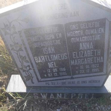 SWANEPOEL Isak Bartlomeus Nel 1916-1995 &amp; Anna Elizabeth Margaretha 1922-1995