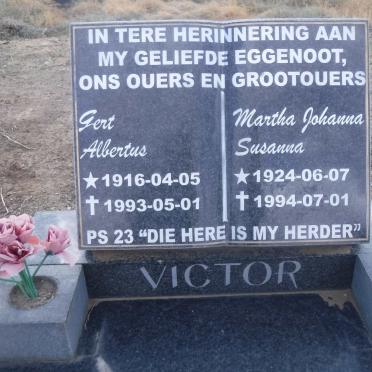 VICTOR Gert Albertus 1916-1993 &amp; Martha Johanna Susanna 1924-1994