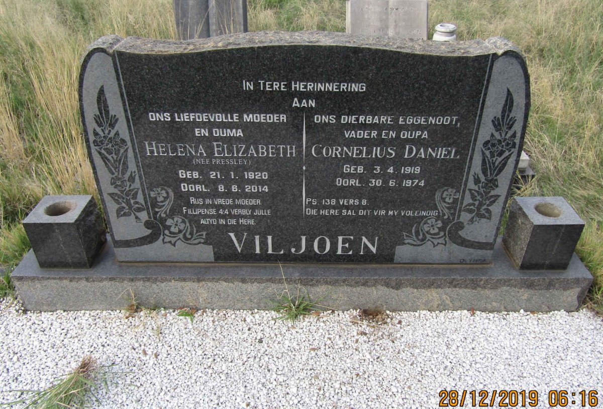 VILJOEN Cornelius Daniel 1919-1974 &amp; Helena Elizabeth PRESSLEY 1920-2014