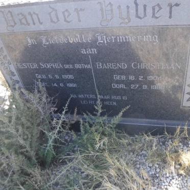 VYVER Barend Christiaan, van der 1904-1980 &amp; Hester Sophia BOTHA 1905-1991