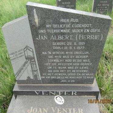 VENTER Jan Albert 1921-1977 &amp; Joan 1918-1993