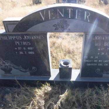 VENTER Philippus Johannes Petrus 1897-1985 &amp; Johanna Maria BENNETT 1904-1980