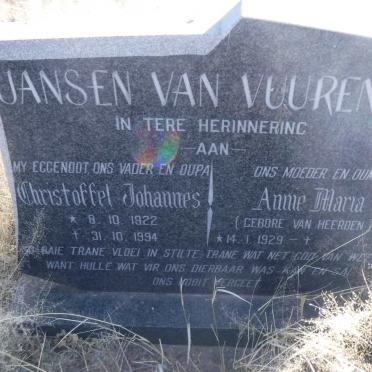 VUUREN Christoffel Johannes, Jansen van 1922-1994 &amp; Annie Maria VAN HEERDEN 1929-