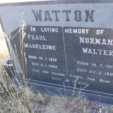 WATTON Norman Walter 1917-1982 &amp; Pearl Madeleine 1920-2008
