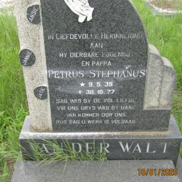 WALT Petrus Stephanus, van der 1939-1977
