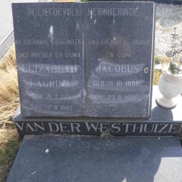 WESTHUIZEN Jacobus, van der 1895-1990 &amp; Elizabeth Lagrina 1901-1982