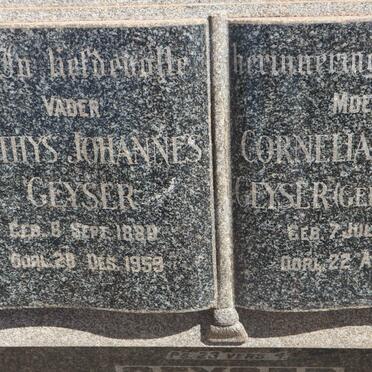GEYSER Matthys Johannes 188?-1959 &amp; Cornelia Sophia JOUBERT 1889-1950
