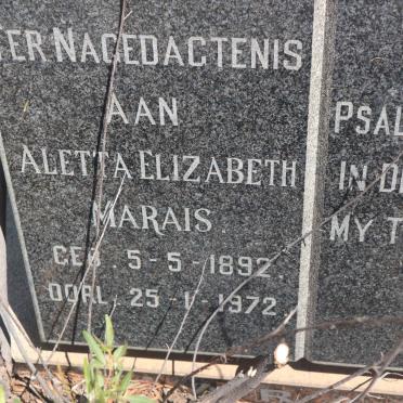 MARAIS Aletta Elizabeth 1892-1972