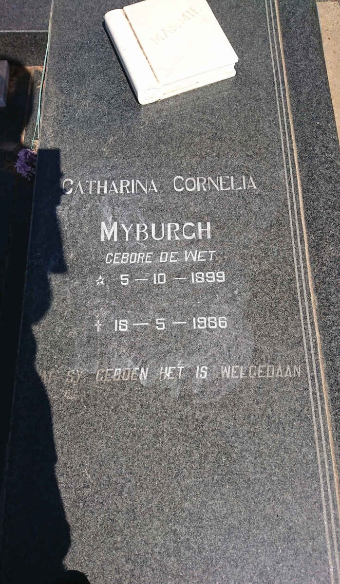 MYBURGH Dirk Jacobus Johannes 1892-1976 &amp; Catharina Cornelia DE WET 1899-1986