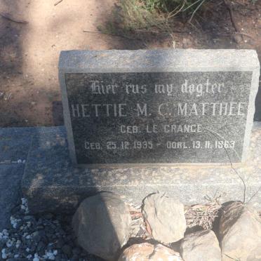 MATTHEE Hettie M.C. nee LE GRANGE 1935-1963