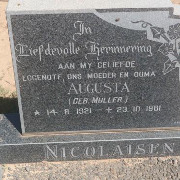 NICOLAISEN Augusta nee MULLER 1921-1981