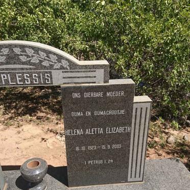 PLESSIS Hendrik Lodewyk, du 1918-1973 &amp; Helena Aletta Elizabeth 1923-2003 