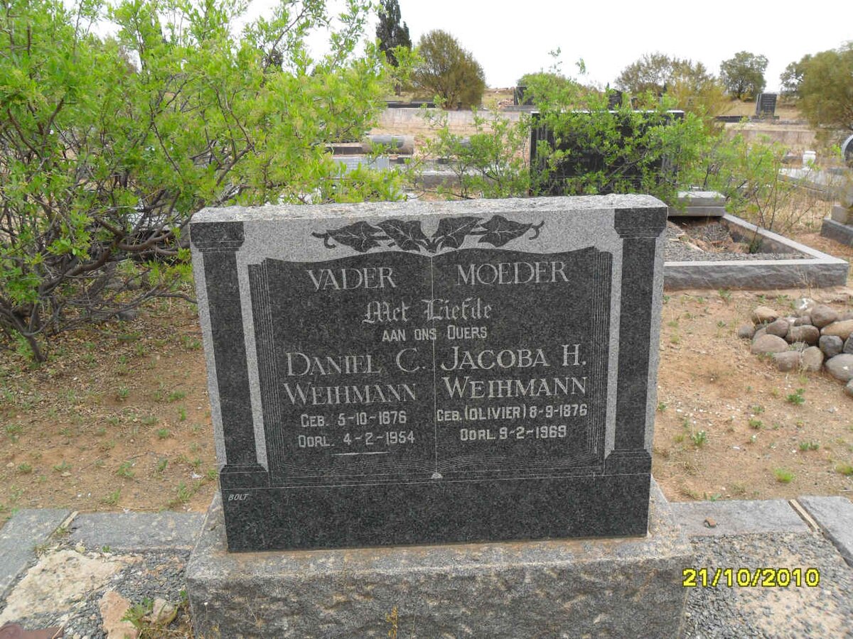 WEIHMANN Daniel C. 1876-1954 &amp; Jacoba H. OLIVIER 1876-1969