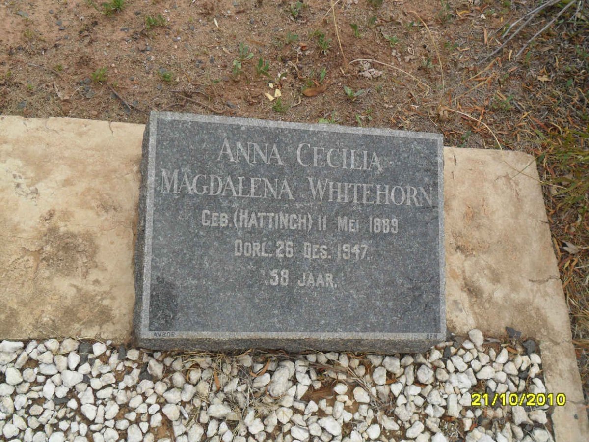 WHITEHORN Anna Cecilia Magdalena nee HATTINGH 1889-1947