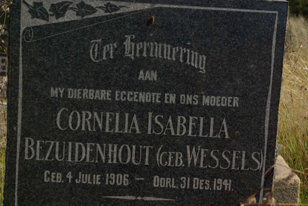 BEZUIDENHOUT Cornelia Isabella nee WESSELS 1906-1941