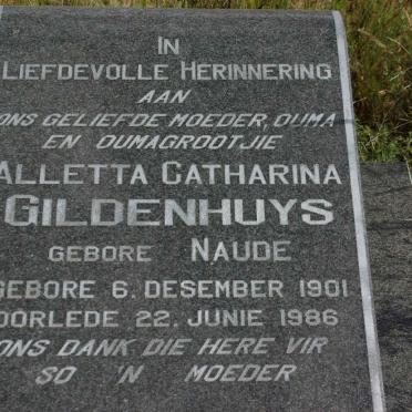 GILDENHUYS Aletta Catharina nee NAUDE 1901-1986