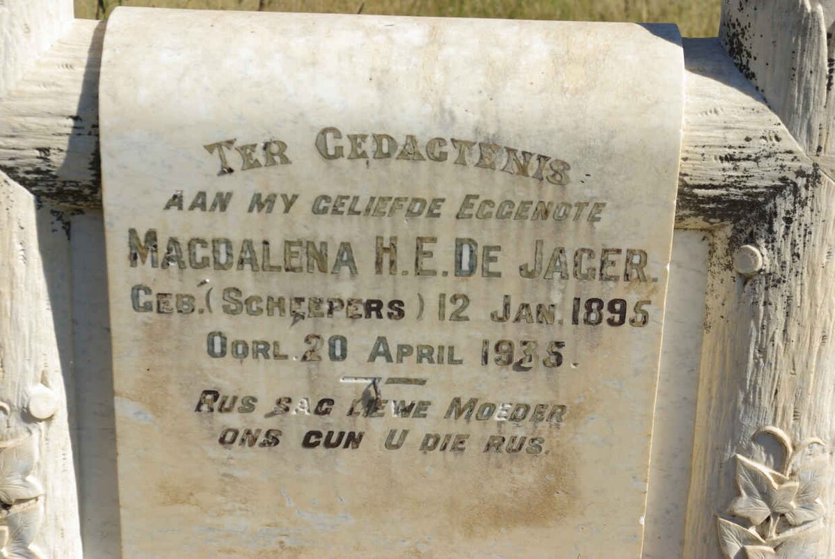 JAGER Magdalena H.E., de nee SCHEEPERS 1895-1935