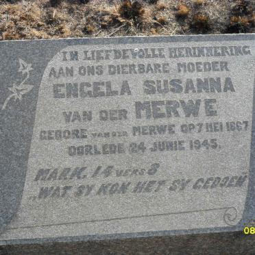 MERWE Engela Susanna, van der nee VAN DER MERWE 1867-1945
