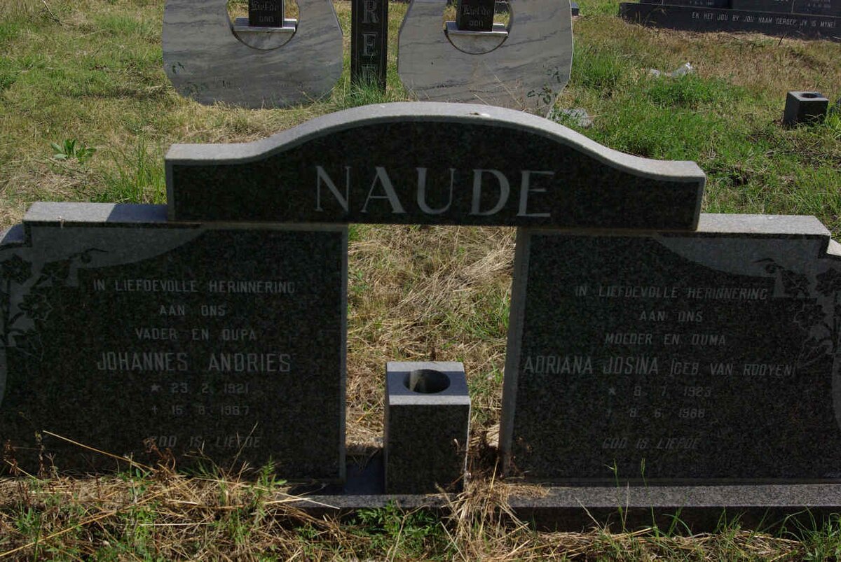 NAUDE Johannes Andries 1921-1987 &amp; Adriana Josina VAN ROOYEN 1923-1968