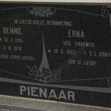 PIENAAR Bennie 1915-1978 &amp; Erna ERASMUS 1923-2007