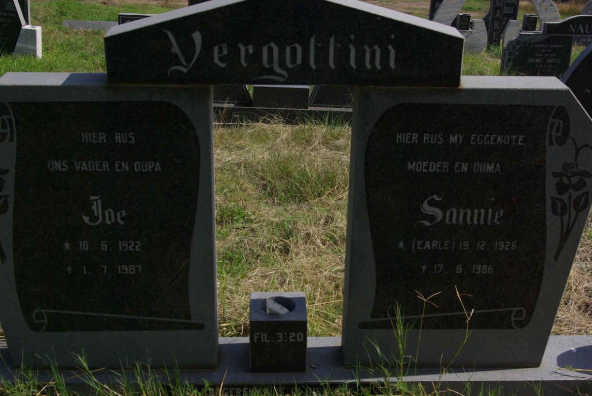 VERGOTTINI Joe 1922-1987 &amp; Sannie EARLE 1926-1986