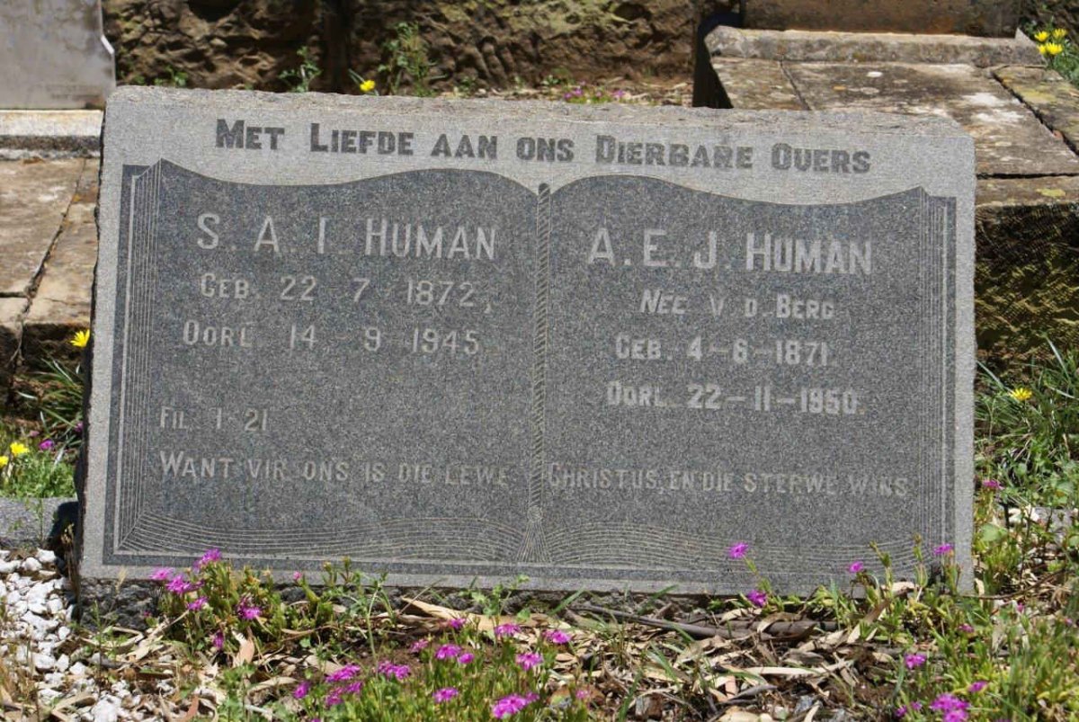 HUMAN S.A.I. 1872-1945 &amp; A.E.J. V.D. BERG 1871-1950