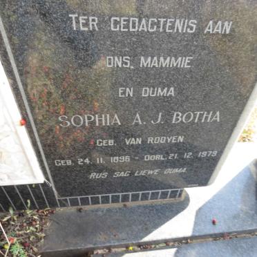 BOTHA Sophia A.J. nee VAN ROOYEN 1896-1978