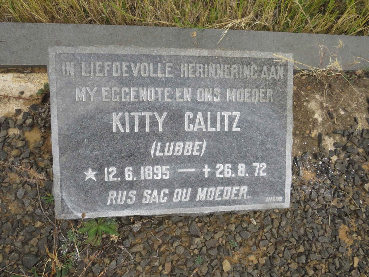 CALITZ Kitty nee LUBBE 1895-1972