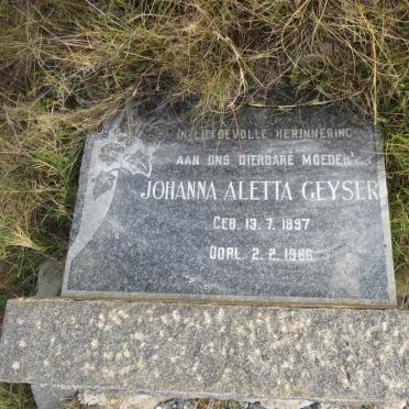 GEYSER Johanna Aletta 1897-1966