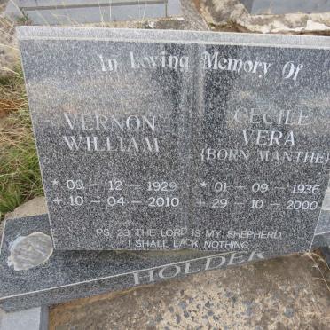 HOLDER Vernon William 1929-2010 & Cecile Vera MANTHE 1936-2000