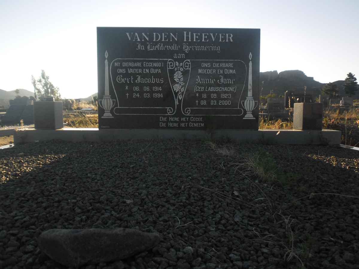 HEEVER Gert Jacobus, van den 1914-1994 &amp; Annie Jane LABUSCHAGNE 1923-2000