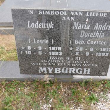 MYBURGH Lodewyk 1919-1992 & Maria Andria Dorethia COETZEE 1917-1992