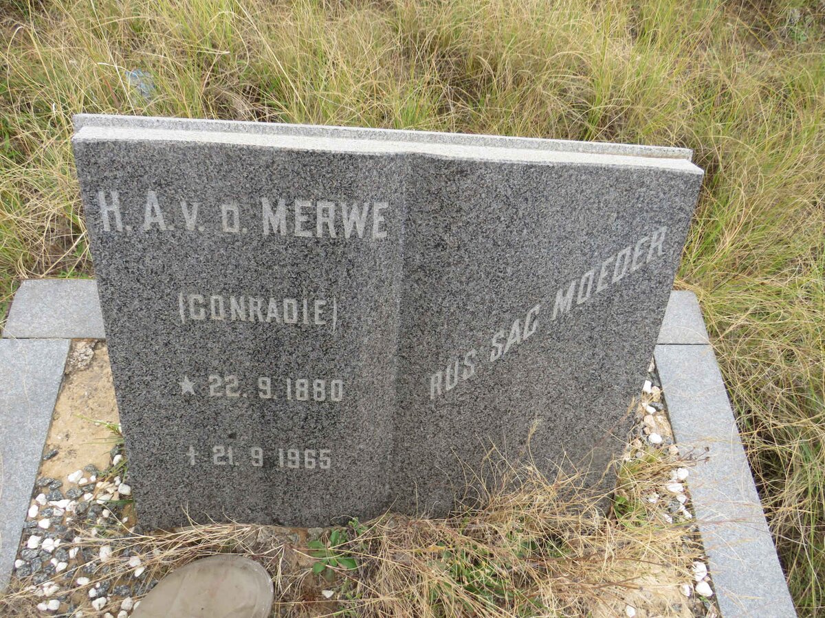 MERWE H.A., v.d. nee CONRADIE 1880-1965