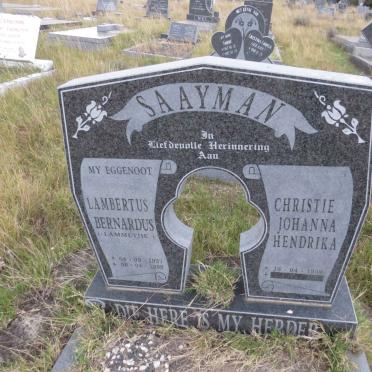 SAAYMAN Lambertus Bernardus 1927-1998 & Christie Johanna Hendrika 1959-